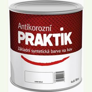Barva Praktik syntetická základní antikorozní na kov bílá – 0,6 l